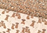 Erdmännchen Baumwoll-Jersey mit Tieren, ein Kinderstoff in Naturtönen von Hilco, creme oder braun - beide Designs